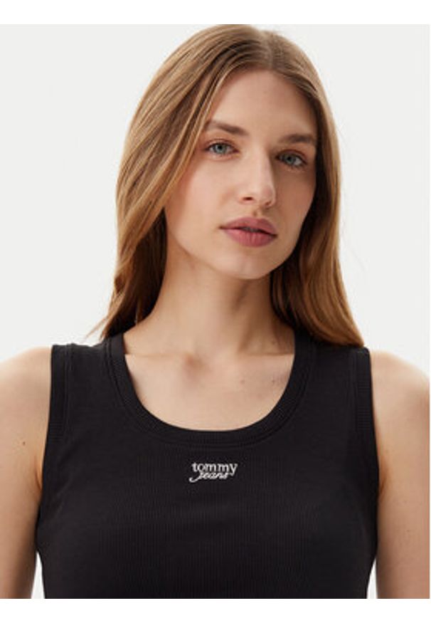 Tommy Jeans Top DW0DW21369 Czarny Slim Fit. Kolor: czarny. Materiał: bawełna