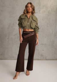 Renee - Ciemnobrązowe Szerokie Jeansy High Waist z Bawełny Physossia. Stan: podwyższony. Kolor: brązowy. Długość: długie. Styl: klasyczny #4