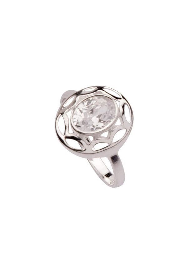 Polcarat Design - Srebrny pierścionek z cyrkonią PK 1594. Materiał: srebrne. Kolor: srebrny. Wzór: aplikacja. Kamień szlachetny: cyrkonia