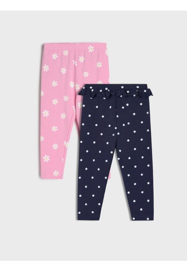 Sinsay - Bawełniane legginsy 2 pack - różowy. Kolor: różowy. Materiał: bawełna