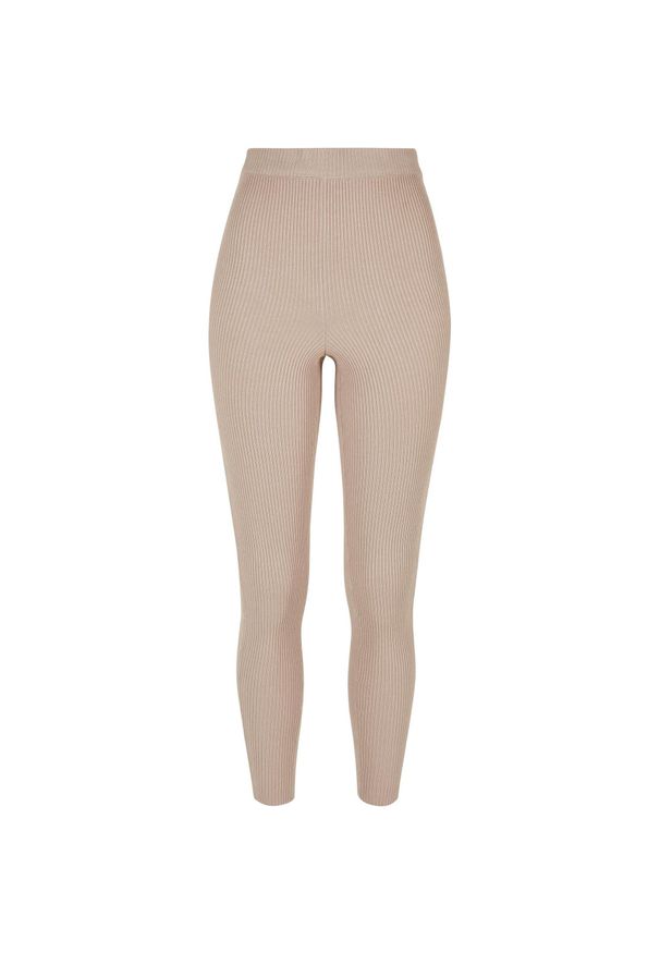 Urban Classics - Legginsy Damskie Z Dzianiny Prążkowanej. Kolor: beżowy. Materiał: prążkowany, dzianina. Sport: turystyka piesza