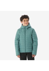 quechua - Kurtka turystyczna dla dzieci Quechua MH100. Kolor: zielony. Materiał: materiał, poliester. Sezon: lato. Styl: sportowy