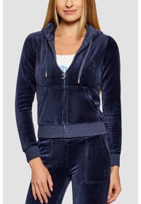 Juicy Couture - JUICY COUTURE Granatowa bluza damska Robertson Hoodie, Rozmiar L. Okazja: na co dzień. Kolor: niebieski. Materiał: materiał. Styl: casual, klasyczny #1