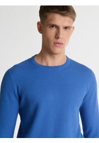 Big-Star - Sweter męski o teksturalnym splocie bawełniany niebieski Reylon 401. Kolor: niebieski. Materiał: bawełna. Wzór: ze splotem. Sezon: lato. Styl: wakacyjny, elegancki #5