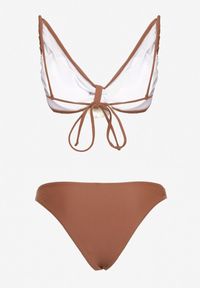 Born2be - Brązowe Bikini Klasyczny Biustonosz i Figi Ozdobione Kwiatową Aplikacją Rivaeria. Kolor: brązowy. Wzór: aplikacja, kwiaty