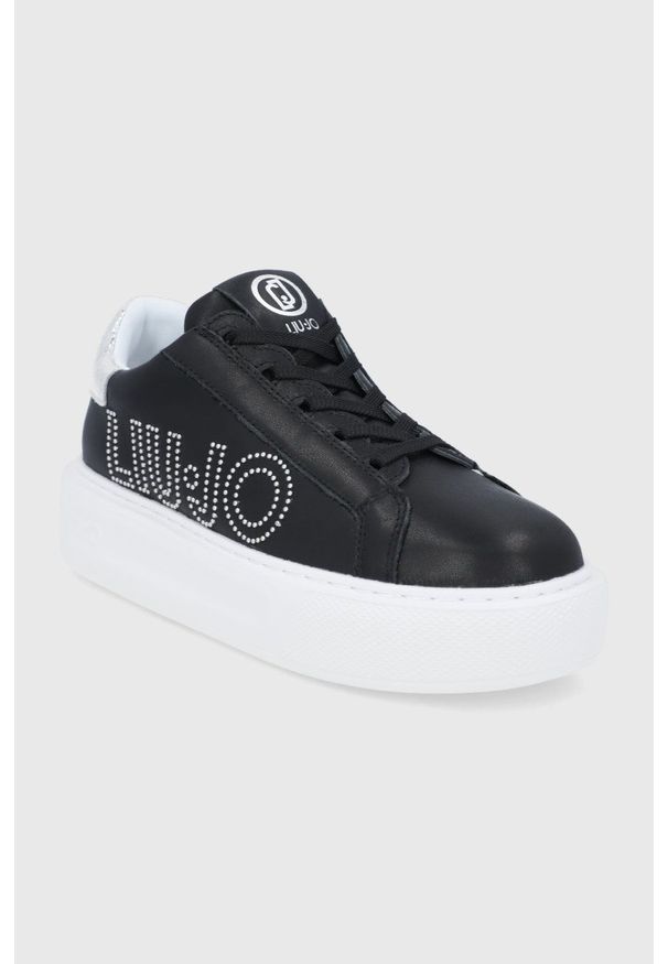 Liu Jo Buty skórzane Kylie 05 kolor czarny na platformie. Nosek buta: okrągły. Zapięcie: sznurówki. Kolor: czarny. Materiał: skóra. Obcas: na platformie