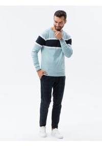Ombre Clothing - Sweter męski E190 - jasnoniebieski - XXL. Kolor: niebieski. Materiał: jeans, bawełna. Styl: klasyczny #4