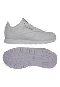 Buty do chodzenia dla dzieci Reebok Classic Leather. Zapięcie: sznurówki. Kolor: biały. Materiał: tkanina, materiał, skóra, syntetyk. Szerokość cholewki: normalna. Model: Reebok Classic. Sport: turystyka piesza