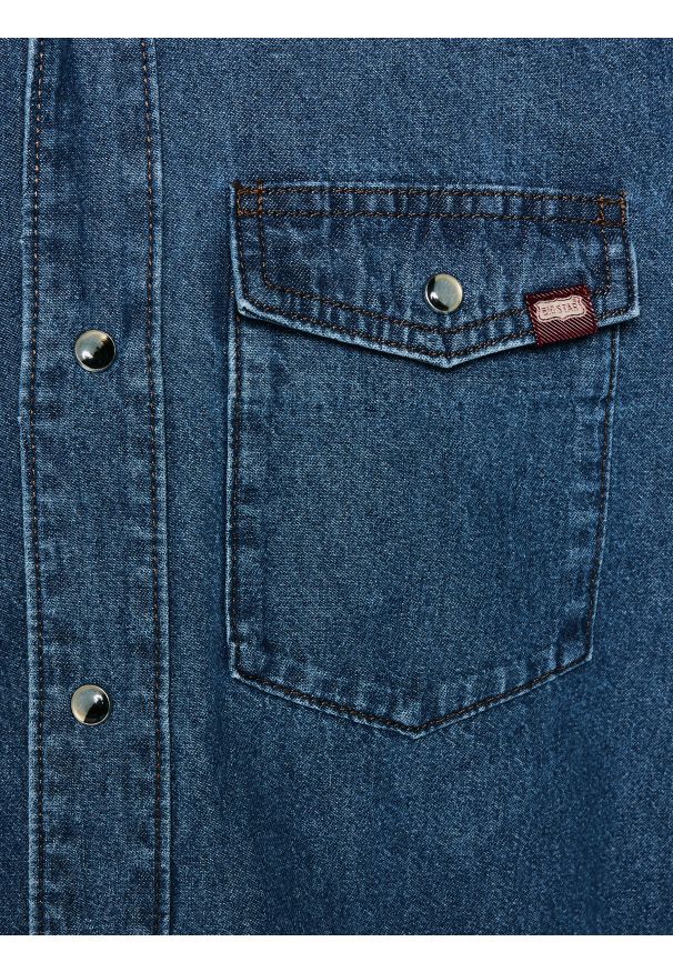 Big-Star - Koszula chłopięca jeansowa niebieska Western 121. Okazja: na co dzień. Kolor: niebieski. Materiał: jeans. Wzór: melanż. Styl: klasyczny, casual