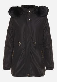 Born2be - Czarna Dwustronna Kurtka Parka z Odpinanym Kapturem i Futrzaną Podszewką Zinnalea. Okazja: na spacer. Kolor: czarny. Materiał: futro. Wzór: gładki. Styl: elegancki #4