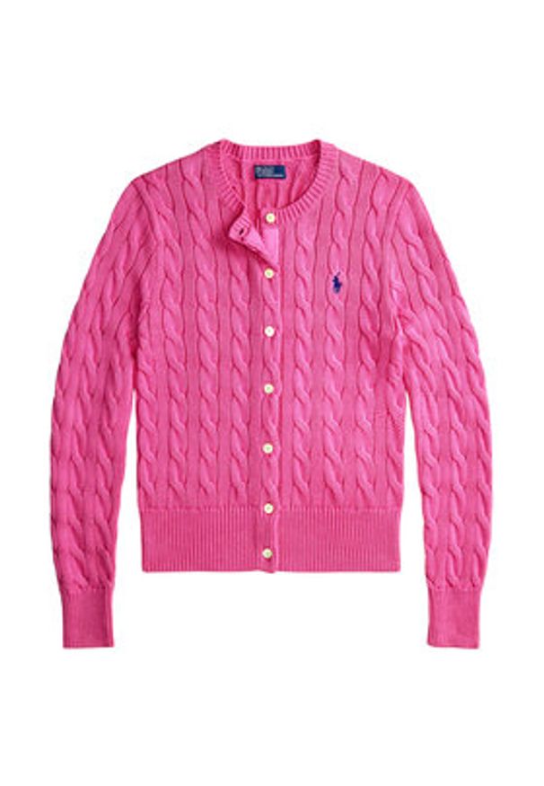 Polo Ralph Lauren Kardigan 211971868012 Różowy Slim Fit. Typ kołnierza: polo. Kolor: różowy. Materiał: bawełna