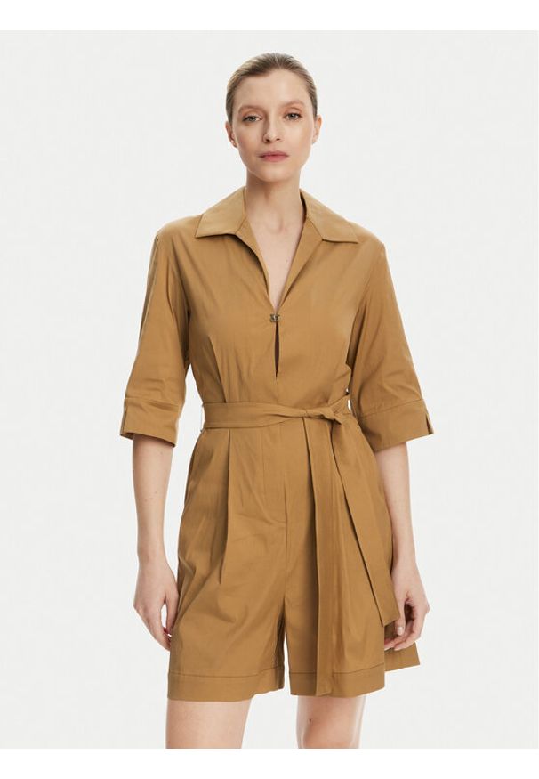 Max Mara Beachwear Kombinezon Canard 2516241019 Brązowy Regular Fit. Kolor: brązowy. Materiał: bawełna