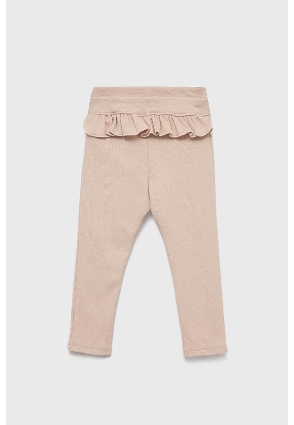 Jamiks legginsy dziecięce kolor różowy gładkie. Kolor: różowy. Materiał: dzianina. Wzór: gładki