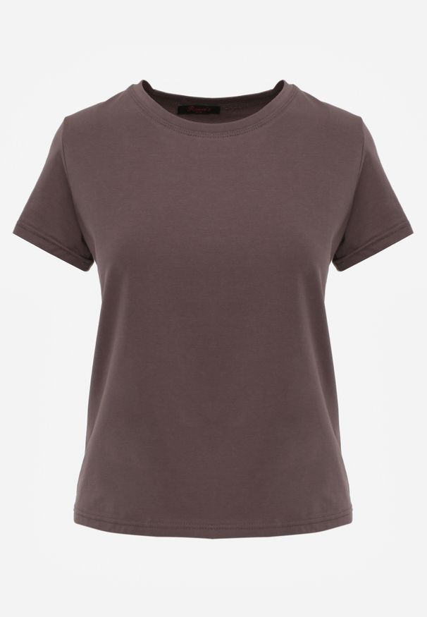Renee - Szary Bawełniany T-shirt o Gładkim Wykończeniu i Prostym Fasonie Melamene. Okazja: na co dzień. Kolor: szary. Materiał: bawełna. Wzór: gładki. Styl: casual
