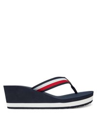 TOMMY HILFIGER - Tommy Hilfiger Japonki Th Corporate Wedge Beach Sandal FW0FW08520 Granatowy. Kolor: niebieski. Materiał: materiał