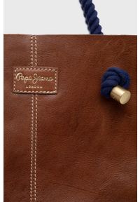 Pepe Jeans torebka skórzana STAR BAG kolor brązowy. Kolor: brązowy. Materiał: skórzane. Rodzaj torebki: na ramię #4