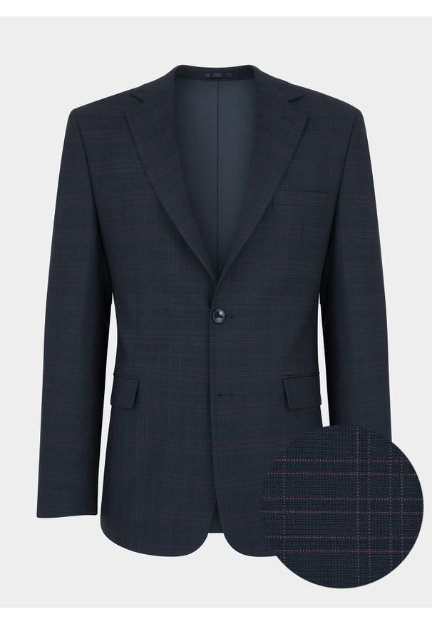 Pako Lorente - Granatowa marynarka garniturowa P22WF-3G-041-G-S. Kolor: niebieski. Materiał: tkanina. Wzór: kratka