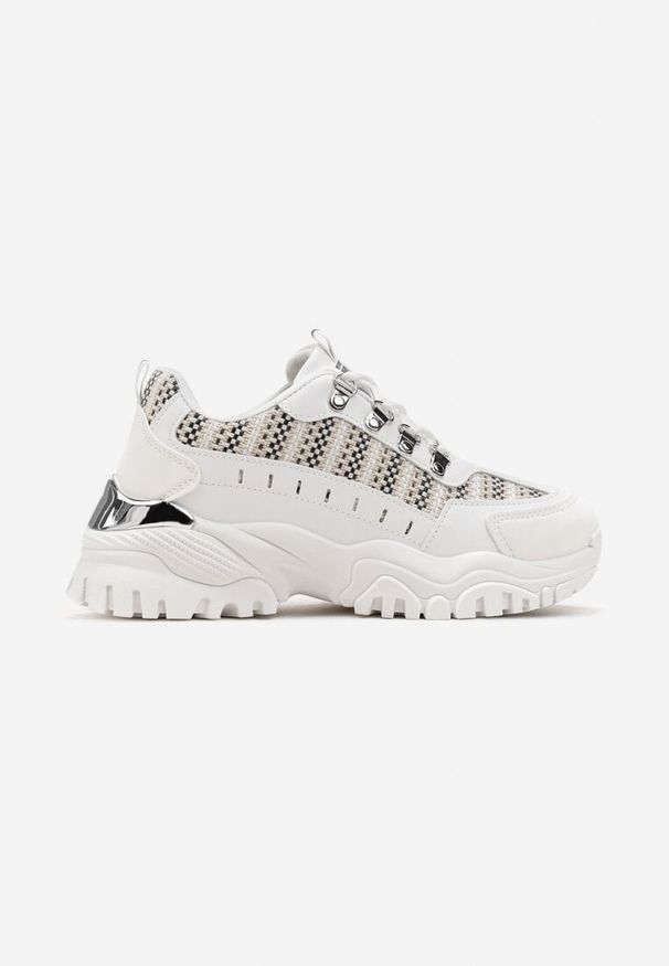 Renee - Białe Sneakersy przed Kostkę na Platformie Sparkani. Wysokość cholewki: przed kostkę. Kolor: biały. Obcas: na platformie