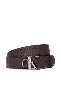 Calvin Klein Pasek Damski Facet Ck Buckle Pebble LV04F7060G Brązowy. Kolor: brązowy. Materiał: skóra #1