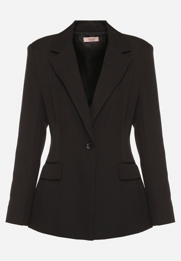 Born2be - Czarna Taliowana Marynarka VICES z Usztywnionymi Ramionami Aravita. Okazja: na co dzień. Kolor: czarny. Styl: klasyczny, casual, elegancki