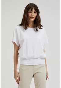 MOODO - Gładka bluzka z szerokimi rękawami biała. Kolor: biały. Wzór: gładki