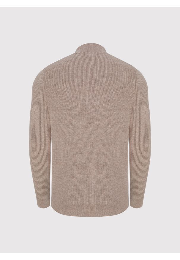 Pako Lorente - PAKO LORENTE - Beżowy sweter z rozpinaną stójką. Okazja: na co dzień. Typ kołnierza: kołnierzyk stójkowy. Kolor: beżowy, niebieski. Materiał: wełna, poliamid. Sezon: jesień. Styl: casual