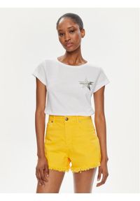 Sisley T-Shirt 3I1XL100Y Biały Slim Fit. Kolor: biały. Materiał: bawełna