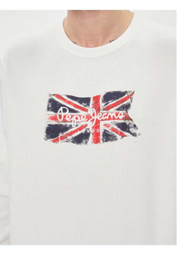 Pepe Jeans Bluza Ruwan PM582669 Biały Regular Fit. Kolor: biały. Materiał: bawełna