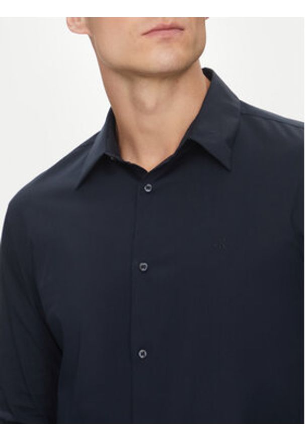 Calvin Klein Koszula LV04LB145G Granatowy Slim Fit. Kolor: niebieski. Materiał: bawełna