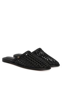 TOMMY HILFIGER - Tommy Hilfiger Klapki Hilfiger Leather Mix Flat Mule FW0FW09280 Czarny. Kolor: czarny. Materiał: skóra #4