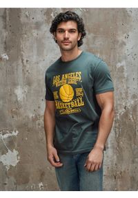 Sinsay - Bawełniana koszulka z nadrukiem - zielony. Kolor: zielony. Materiał: bawełna. Wzór: nadruk