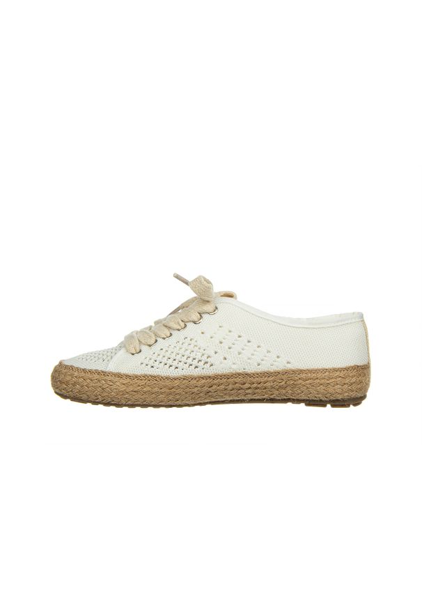emu - Espadryle Emu Agonis Mac Coconut 119187, Biały, Materiał. Kolor: biały. Materiał: tkanina. Szerokość cholewki: normalna. Wzór: aplikacja. Styl: wakacyjny