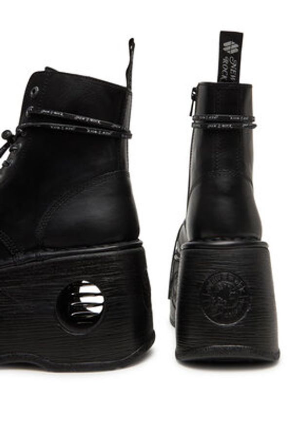 NEW ROCK Botki M-MILI083CCT-C18 Czarny. Kolor: czarny. Materiał: skóra. Styl: rockowy