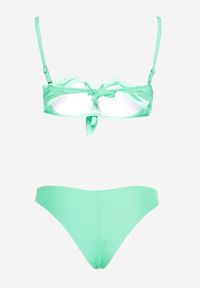 Born2be - Zielone Bikini Biustonosz na Cienkich Ramiączkach z Regulacją i Wiązaniem Majtki Typu Figi Brasmarie. Kolor: zielony. Wzór: aplikacja #5