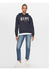 GANT - Gant Bluza Rel Logo Hoodie 4200726 Granatowy Relaxed Fit. Kolor: niebieski. Materiał: bawełna