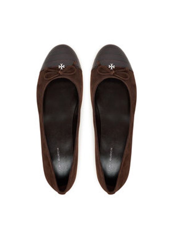 Tory Burch Baleriny Cap-Toe Ballet 169866 Brązowy. Kolor: brązowy. Materiał: skóra
