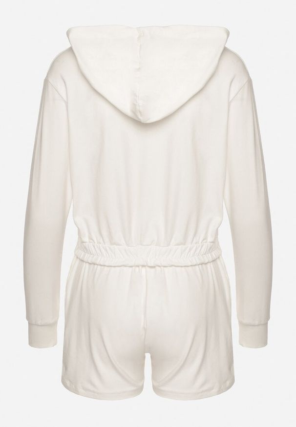 Born2be - Biały Bawełniany Komplet Sportowy Bluza z Kapturem i Szorty Izilia. Kolor: biały. Materiał: bawełna