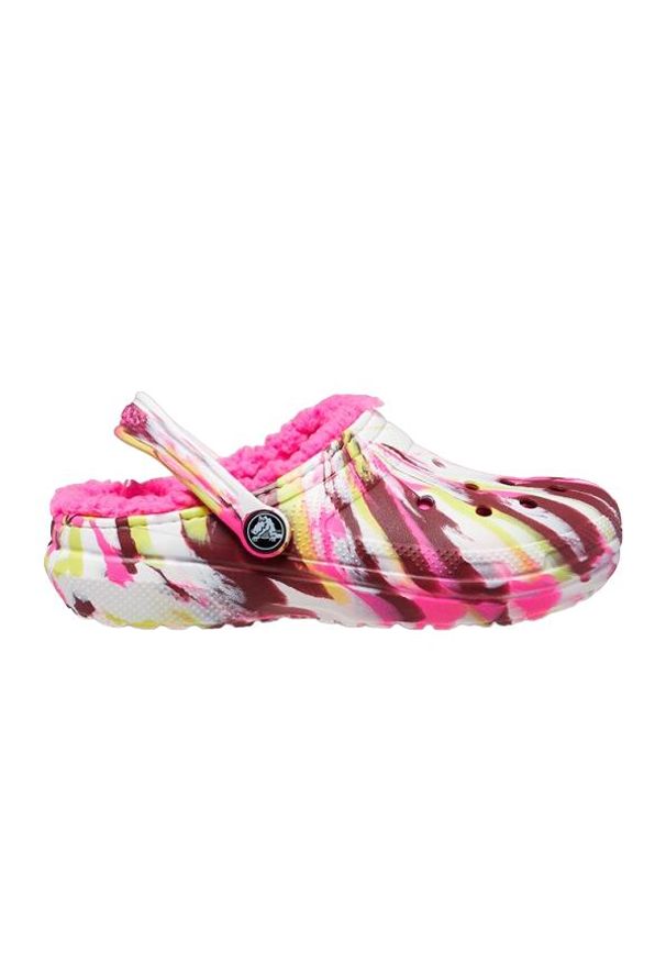 Klapki dziecięce Crocs Classic Lined Marbled ocieplane. Kolor: różowy