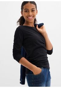 bonprix - Shirt z długim rękawem (3 szt.), z czystej bawełny. Kolor: czarny. Materiał: bawełna. Długość rękawa: długi rękaw. Długość: długie. Wzór: gładki #3