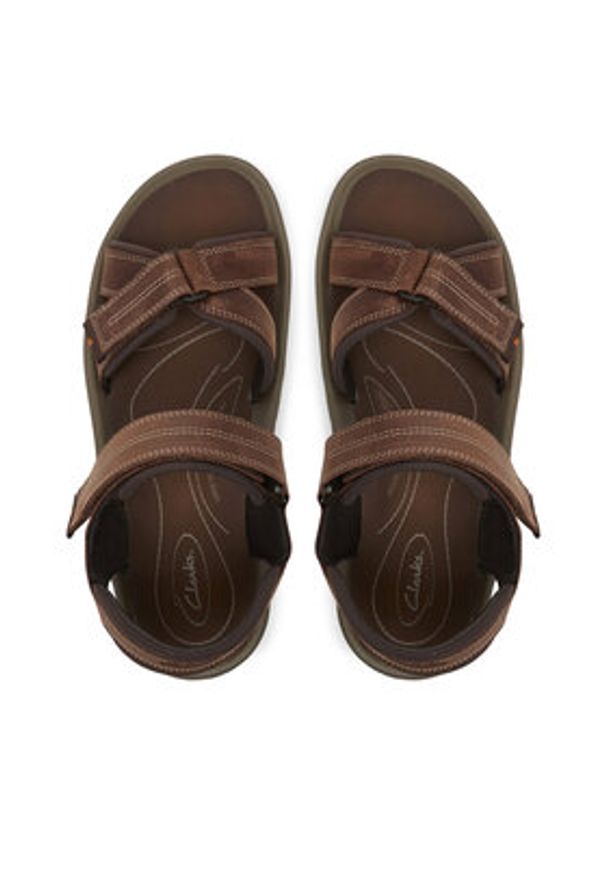 Clarks Sandały Wesley Shore 26182009 Brązowy. Kolor: brązowy. Materiał: skóra