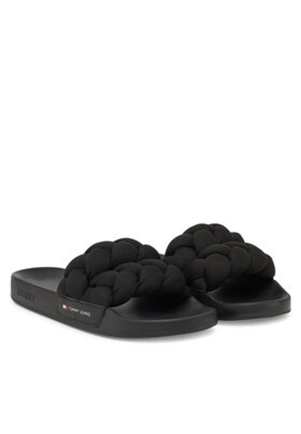 Tommy Jeans Klapki Tjw Braided Slide EN0EN02764 Czarny. Kolor: czarny. Materiał: materiał