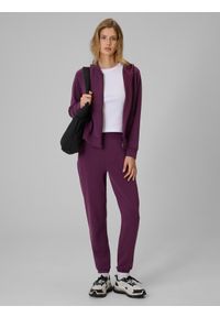 4f - 4F Bluza dresowa regular z kapturem damska - fioletowa XXL. Okazja: na co dzień. Typ kołnierza: kaptur. Kolor: fioletowy. Materiał: dresówka. Styl: casual #2