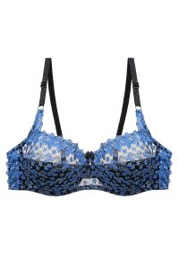 Intica - Koronkowy biustonosz półprzezroczysty na co dzień i specjalne okazje Monique. Kolor: niebieski. Materiał: koronka. Wzór: koronka