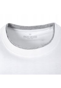 Jednokolorowa Koszulka z Lamówką - Pako Jeans - Biała. Okazja: na co dzień. Kolor: biały. Materiał: bawełna. Styl: casual #4