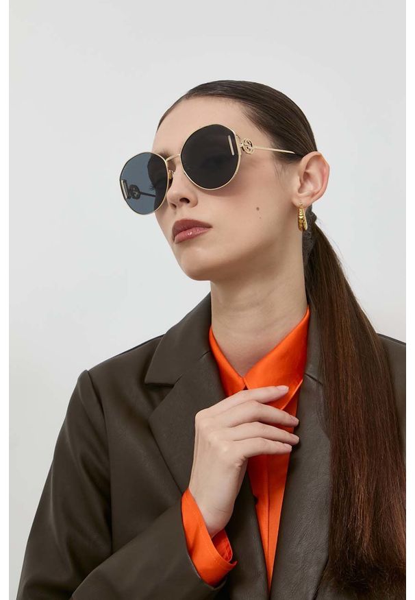 Gucci okulary przeciwsłoneczne GG1206SA damskie kolor czarny. Kształt: okrągłe. Kolor: czarny