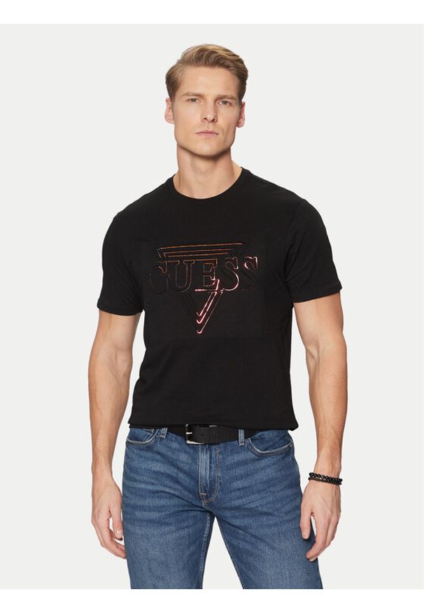 Guess T-Shirt M5RI62 K9RM1 Czarny Regular Fit. Kolor: czarny. Materiał: bawełna