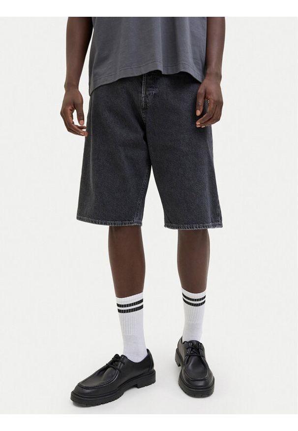 Jack & Jones - Jack&Jones Szorty jeansowe Iron 12278463 Czarny Baggy Fit. Kolor: czarny. Materiał: bawełna