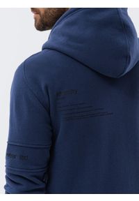 Ombre Clothing - Bluza męska rozpinana hoodie z nadrukami - granatowa V3 B1423 - XL. Kolor: niebieski. Materiał: poliester, elastan, bawełna. Wzór: nadruk #3