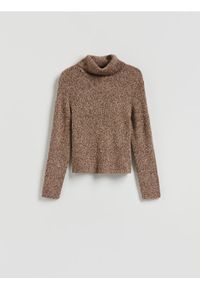 Reserved - Sweter z golfem - brązowy. Typ kołnierza: golf. Kolor: brązowy. Materiał: wełna, dzianina