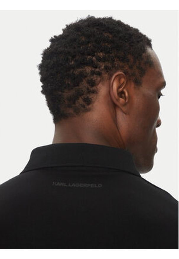 Karl Lagerfeld - KARL LAGERFELD Polo 745750 500221 Czarny Regular Fit. Typ kołnierza: polo. Kolor: czarny. Materiał: bawełna